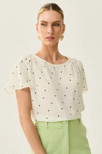 Blusa Poa Ombro Franzido