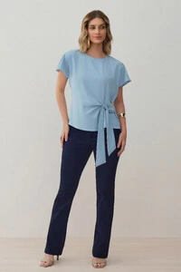 Blusa Manga Morcego Evasê Cinto Embutido