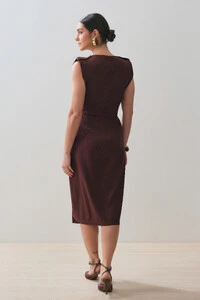 Vestido Midi Regata Transpassada Ombro Martingale Gold