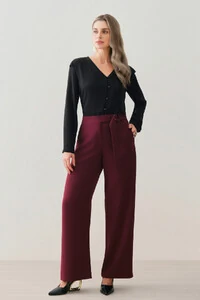 Camisa Manga Longa Punho Decote V Ombro Aba Mini Botões