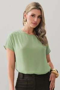 Blusa Manga Morcego Ombro Pregas Double