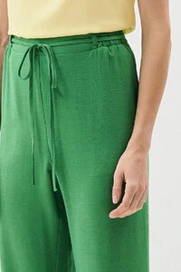 Calça Reta Cintura Elástico Laço Fino