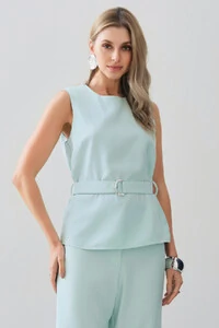 Conjunto de Alfaiataria de Blusa Regata Cinto e Calça Wide Leg