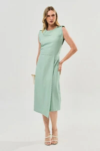 Vestido Midi Regata Transpassada Ombro Martingale Gold