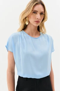 Blusa Manga Morcego Ombro Pregas Double