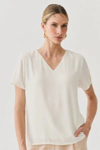 Blusa Dupla Manga Transpassada Abertura Decote V