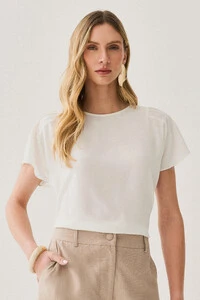 Blusa Manga Morcego Ombro Nervuras Quadruple