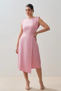 Vestido Midi Regata Transpassada Ombro Martingale Gold