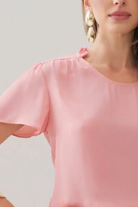 Blusa Mini Gola Franzida Ombro Franzido