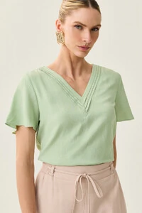 Blusa Decote V Preguinhas Triple