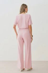 Conjunto de Alfaiataria de Blusa Decote V e Calça Wide Leg