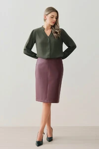 Camisa Manga Longa Punho Gola Baixa Decote v