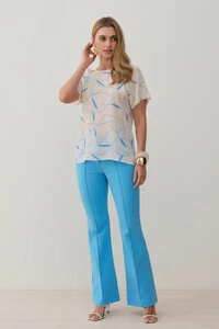 Blusa Abstrata Manga Raglan Ombro Prega