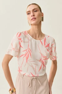 Blusa Folhagem Manga Dupla
