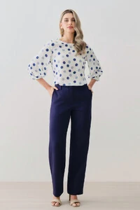 Blusa Poa Manga 3/4 Elástico Pregas