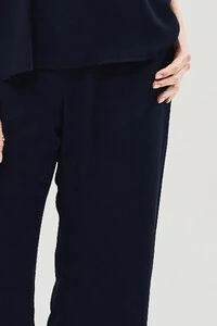 Conjunto de Blusa Regata Frente Única Faixa e Pantalona Nervura