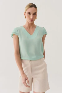 Blusa Manga Dupla Decote V