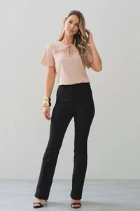 Blusa Decote Laço Pregas Double