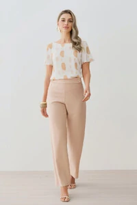 Blusa Abstrata Decote Canoa