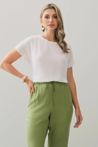 Blusa Manga Morcego Ombro Pregas Double