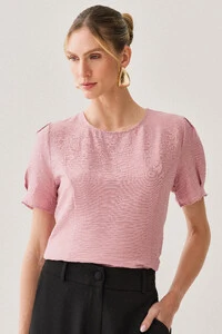 Blusa Manga Prega Recortes