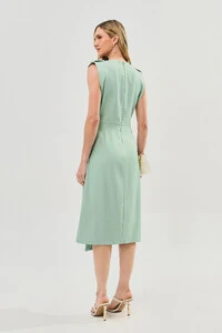 Vestido Midi Regata Transpassada Ombro Martingale Gold