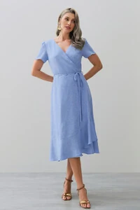Vestido Midi Transpassado Camada Laço