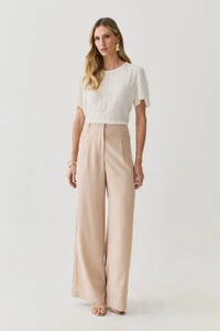 Pantalona Passante Double Prega Botão Forrado