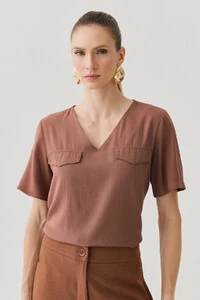 Blusa Decote V Abas