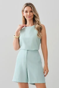 Conjunto de Blusa Regata Pence e Shorts Botão Forrado