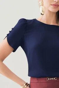 Blusa Manga Mini Botões Forrados Triple