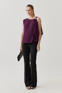 Regata Assimétrica Ombro Esquerdo Faixa Gold