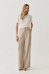 Pantalona Passante Double Prega Botão Forrado