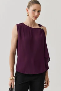 Regata Assimétrica Ombro Esquerdo Faixa Gold