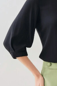 Blusa Manga 3/4 Elástico Pregas