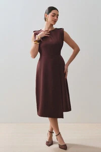 Vestido Midi Regata Transpassada Ombro Martingale Gold