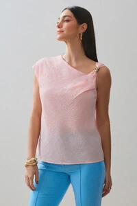 Blusa Assimétrica Alça Gold Pregas