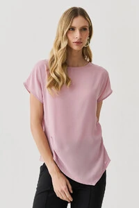 Blusa Assimétrica Manga Morcego Lateral Franzidos
