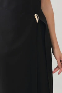 Vestido Midi de Alfaiataria Assimétrico Transpassado Pregas Gold