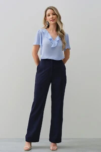 Blusa Manga Evasé Decote V Babado