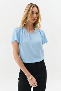 Blusa Mini Gola Franzida Ombro Franzido