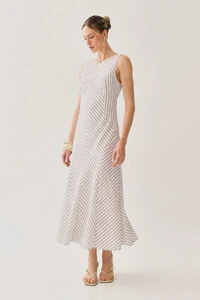 Vestido Midi Regata Listrado Recortes