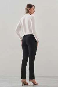 Blusa manga longa punho gola dobrada laço gravata