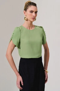 Blusa Manga Mini Botões Forrados Triple