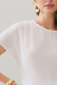 Blusa Manga Morcego Ombro Pregas Double