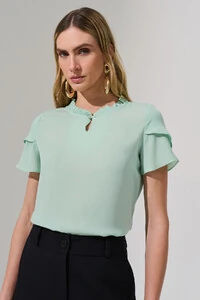 Blusa Manga Dupla Mini Gola Franzida Botão
