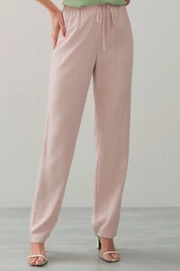 Calça Reta Cintura Elástico Laço