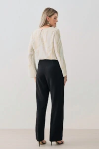 Blusa Abstrata Manga Longa Flare Decote Drapeado (cópia)