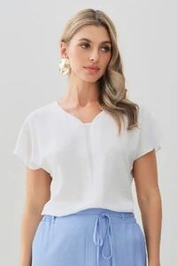 Blusa Manga Morcego Decote V Recorte