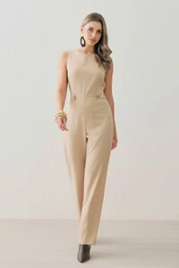 Macacão Regata de Alfaitaria Cintura Martingale Gold